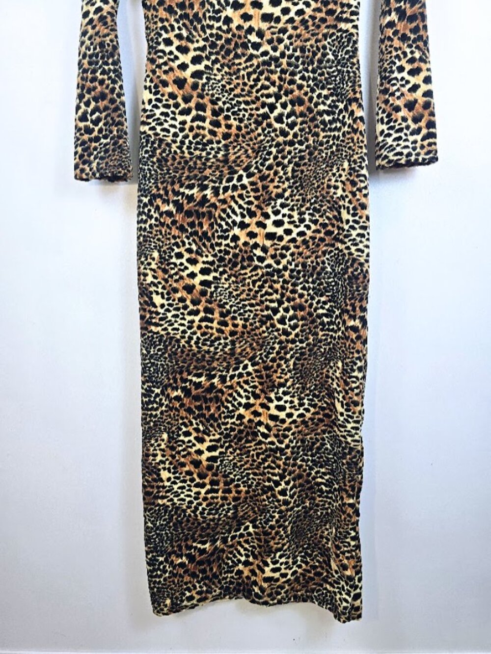 Leopard Cutout Bodycon Midi Dress Open Back M - Picture 9 of 12